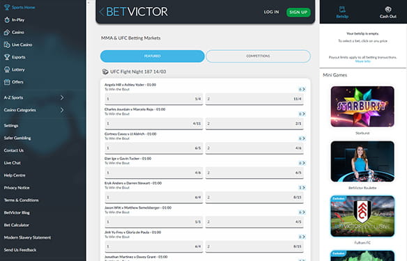 The live betting suite at BetVictor.