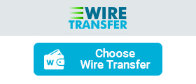 Choosing wire transfer as a payment method in an online sportsbook's cashier section.