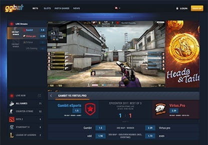 A snapshot of the live streaming portal at an esports bookmaker