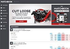 The Matchbook homepage, displaying live odds and promotions