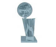 An award-style emblem showing the NBA champions trophy