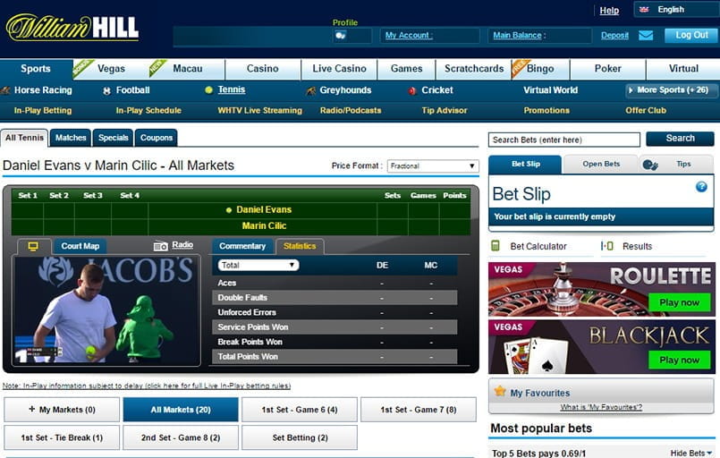 live betting on tennis with william hill