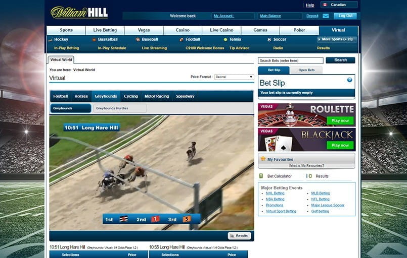 the virtual greyhounds arena at william hill