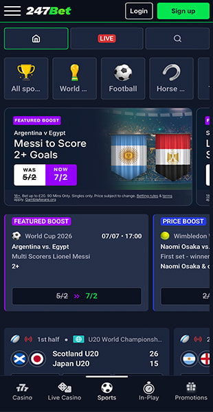 All sports listed on 247Bet with live event counts