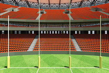 Australian rules football goalposts.