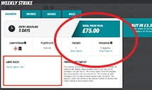 A page displaying the buy in required to enter a competition at FantasyBet
