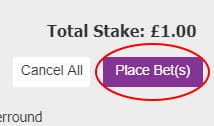 A total stake of $1 being placed on a Betdaq event