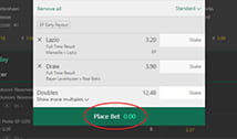 bet365 Placing bet