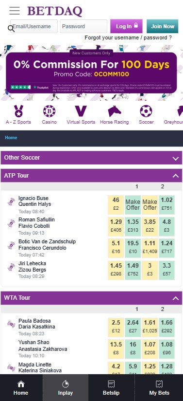 BETDAQ soccer listing page filtered by All, In-Play, Today, Tomorrow and Future, showing African Cup of Nations and UEFA Nations League match odds including Guinea v Kenya at 1.65 and Azerbaijan v Liechtenstein at 1.16