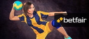 Handball player throwing the ball overlayed by Betfair logo