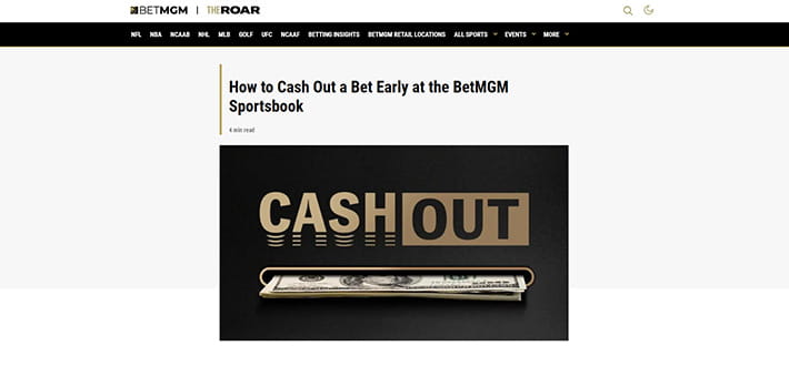 BetMGM cash out feature