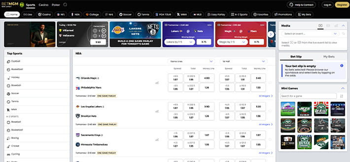 A view of the BetMGM live betting page