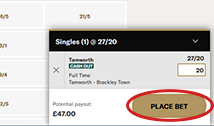 Choose your stake and place a bet at BetMGM