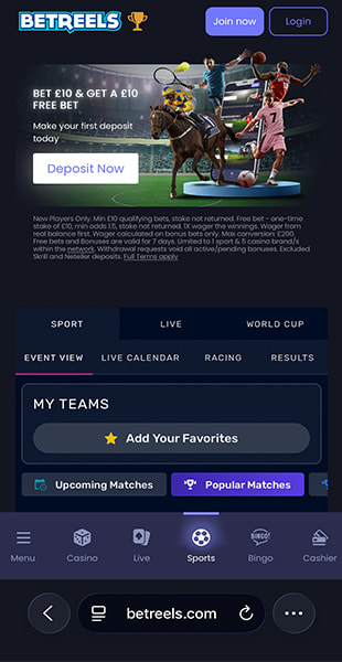 Viewing the BetReels sports betting schedule with match times