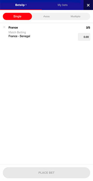 Confirming a bet on the betTOM app