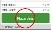 Placing a bet at Betway.