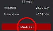 bet confirmation at betsafe