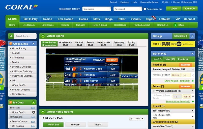 Virtual horse racing at Coral