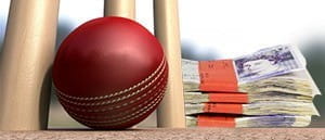 Cricket ball and stumps