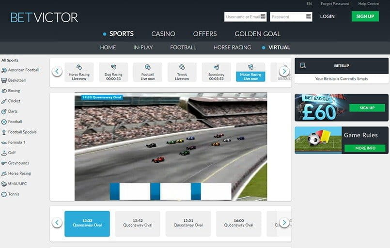 Virtual f1 betting at BetVictor.