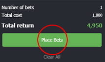 FansBet bet confirmation page