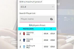 Players on the fantasy football site, with their respective prices