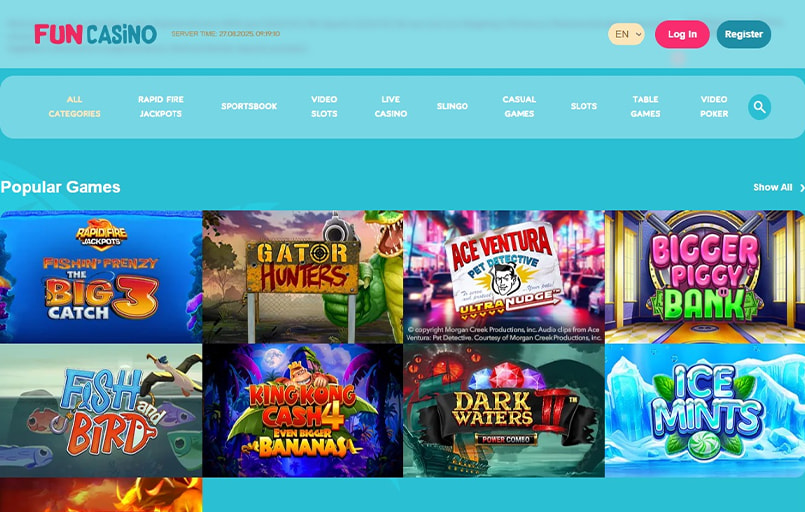 Fun Casino online homepage