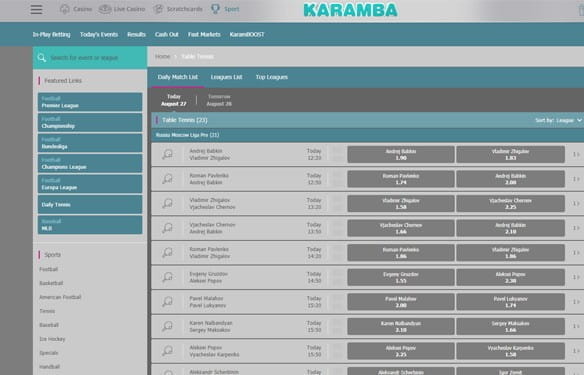 In-play platform at Karamba.