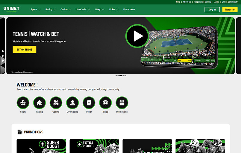 Unibet homepage