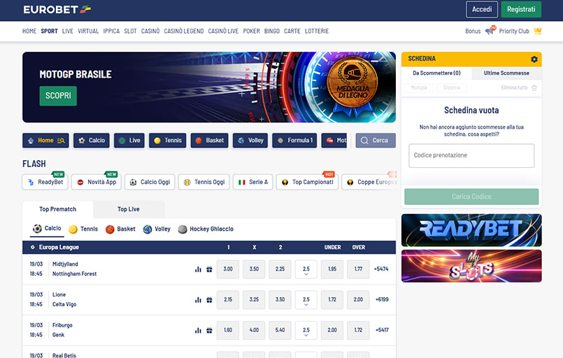 Eurobet pagina principale