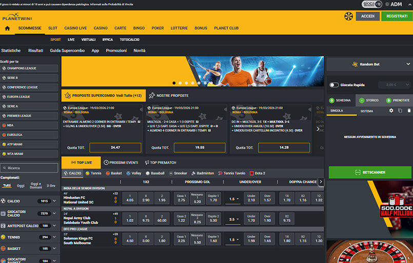 PlanetWin365 pagina principale