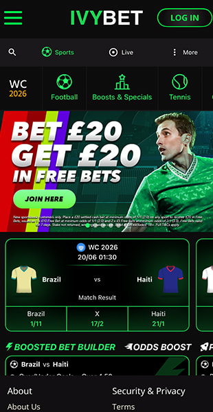 Selecting a competition on the IvyBet mobile site