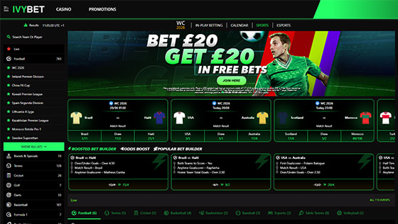 The IvyBet homepage