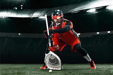 Lacrosse goaltender in stadium