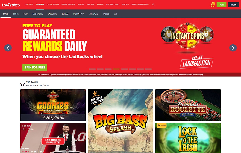 Ladbrokes online casino homepage