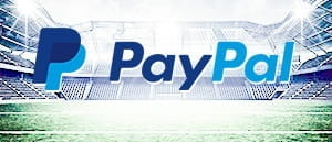 The PayPal logo with a football arena in the background