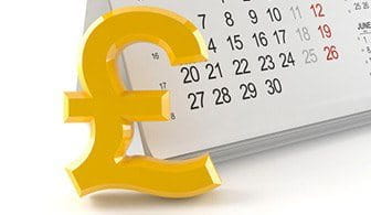 A pound sign standing infront of a calendar