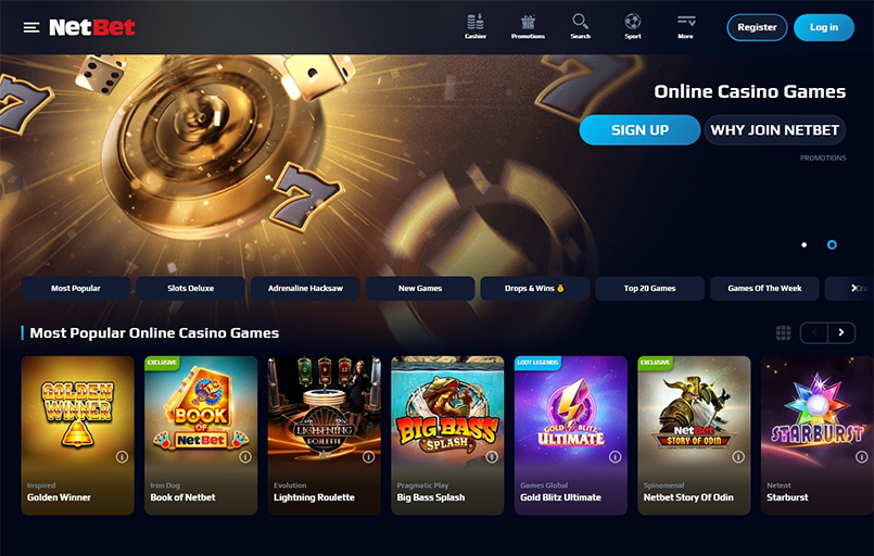 NetBet online casino homepage