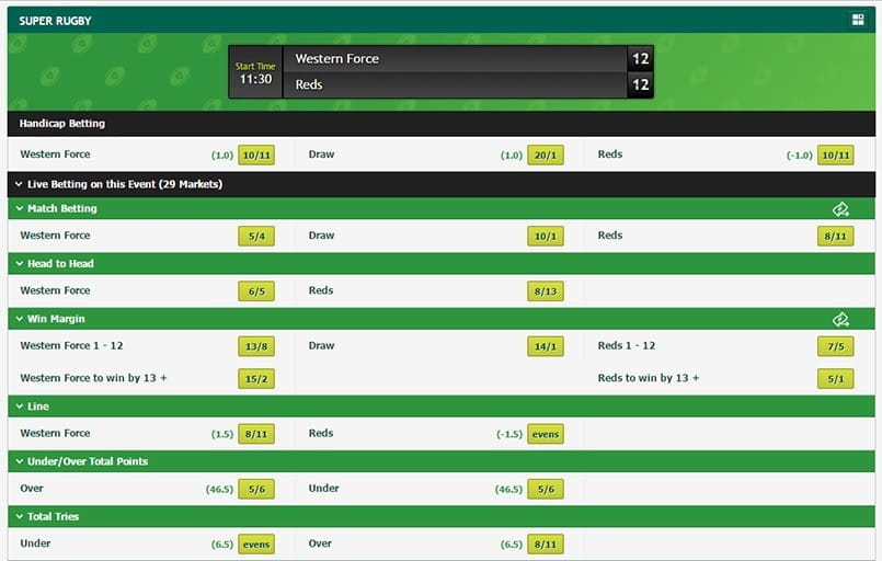in-play betting at Paddy Power
