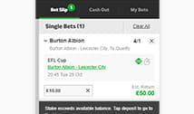 A bet placed with Android app
