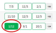 QuinnBet make a selection by choosing one of the bets circled in red