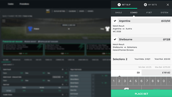 Confirming a bet at RightBet