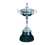 An award-style emblem showing the Ryder Cup champions trophy