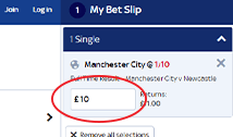 Stake selection at Sky Bet