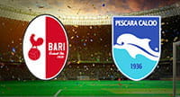 Bari and Pescara FC logos.