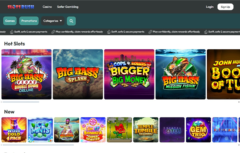 Slotsrush online casino homepage