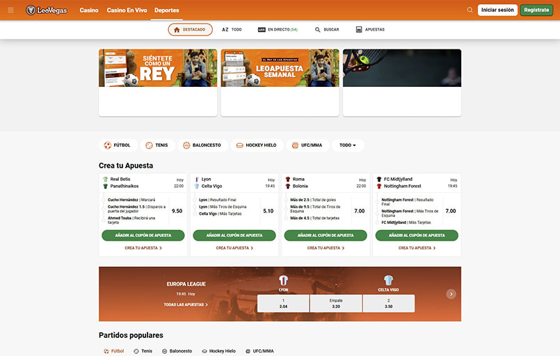 LeoVegas página principal