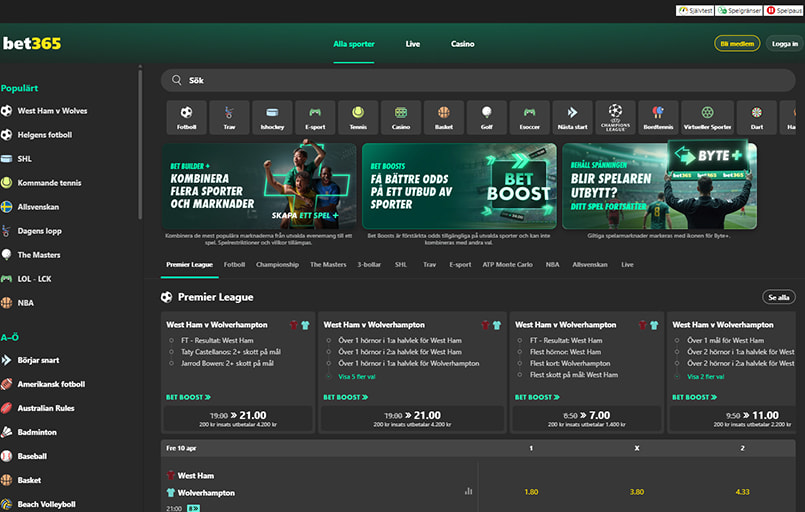 bet365 startsida