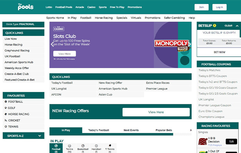 The Pools Cash Out page