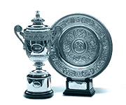 An award-style emblem showing the Wimbledon champions trophy